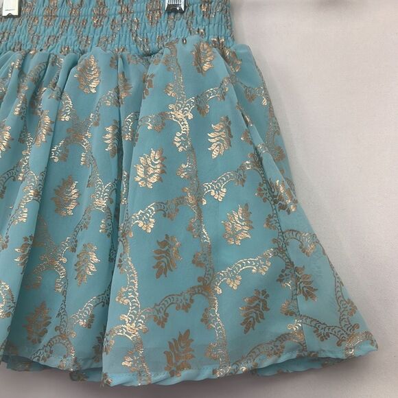 Peek Teal and gold print skirt size 4/5 EUC - Picture 5 of 10